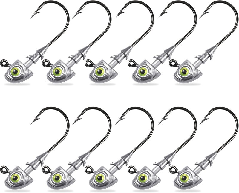 FISHCORNER Swimbait Jig Heads Fishing Jigs Swim Bait Jighead with Two Bait Keepers and 3D Eyes 1/8 3/16 1/4 3/8 1/2oz Jigheads Freshwater Saltwater Fishing - Image 1
